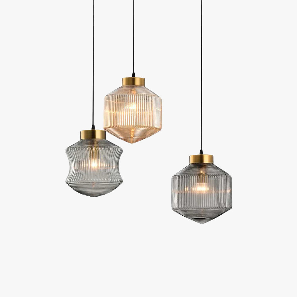 Smoke Gray Geometric Glass LED Pendant Light