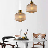 Smoke Gray Geometric Glass LED Pendant Light