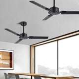 Black Three-Blade Industrial Dining Ceiling Fan