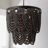 Multi-Layer Beaded Design Wooden Chandelier