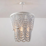 Multi-Layer Beaded Design Wooden Chandelier