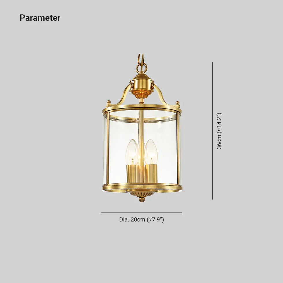 Transparent Lantern Vintage Gold Pendant Light