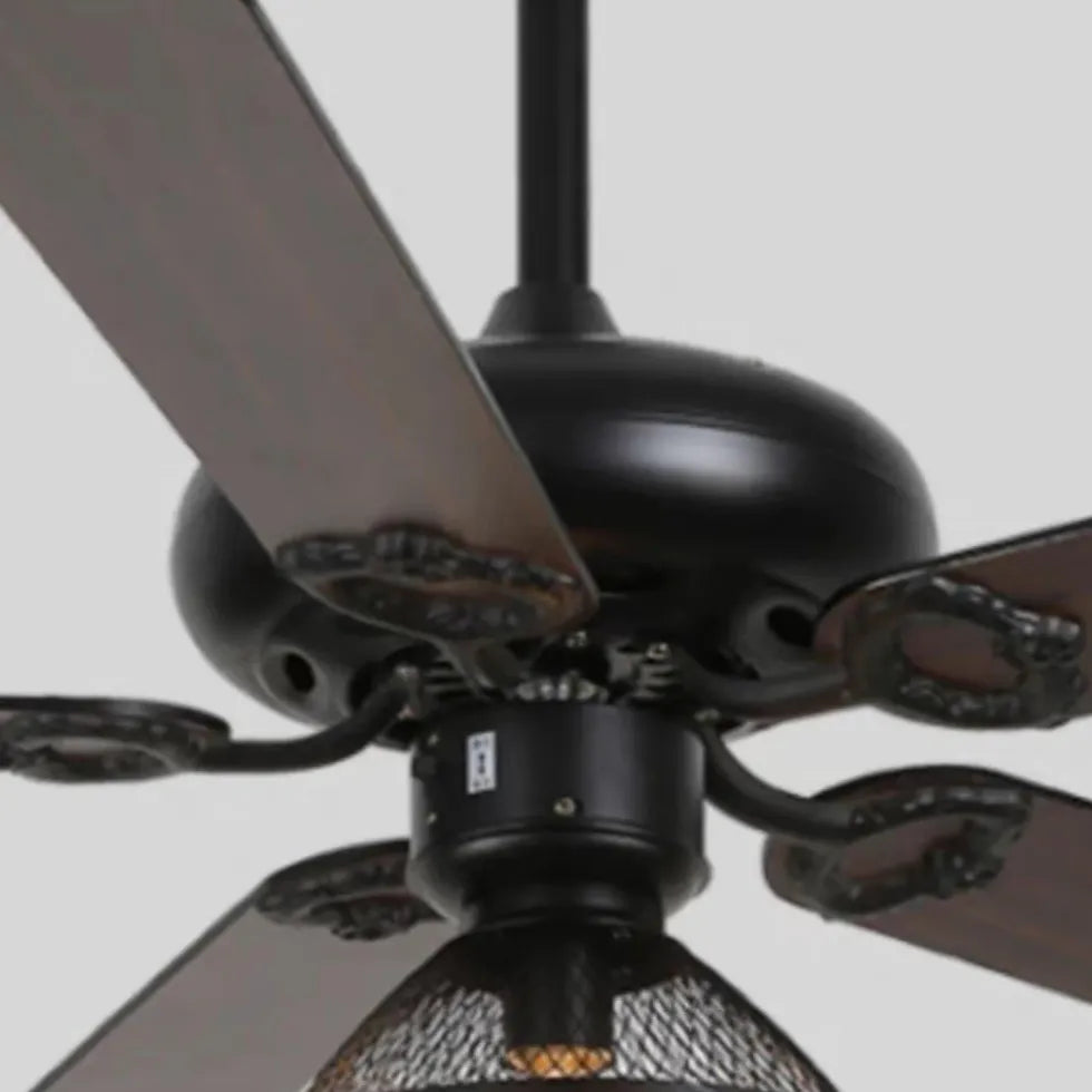 Black Metal Shade Vintage Industrial Ceiling Fan Light