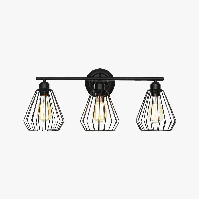 Three headed Iron Industrial Black Wall Lamps