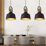 Black Shade with Gold Interior Industrial Pendant Light