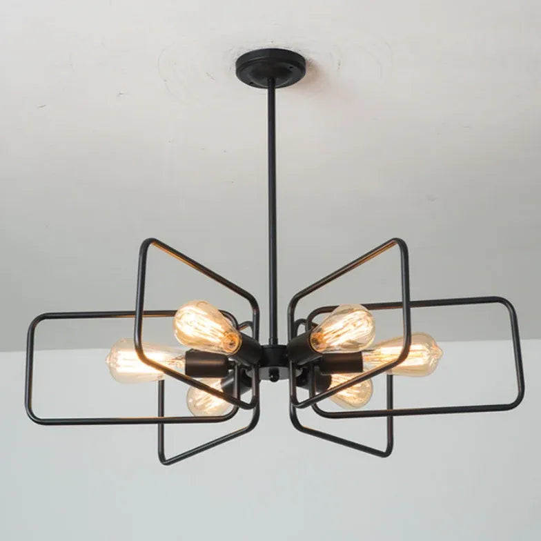 Shelf Light Bulb Black Industrial Chandelier