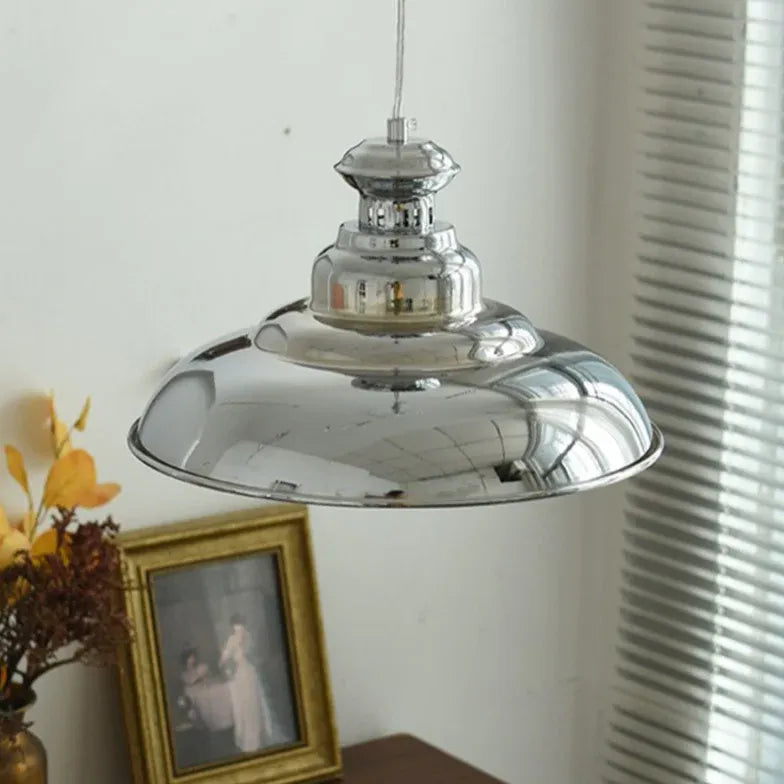 Chrome Dome Industrial Vintage Style Pendant Light