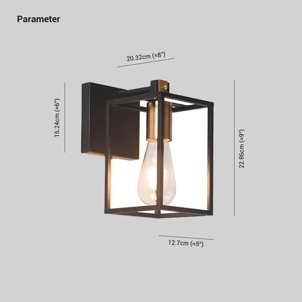 Lantern Black Industrial Bathroom Wall Lights