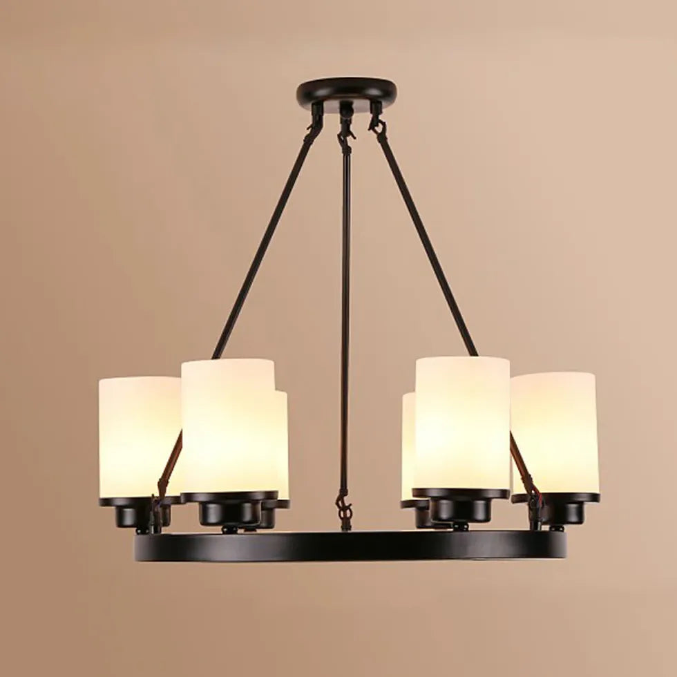 Multi-Light Glass Shades Black Pendant Light