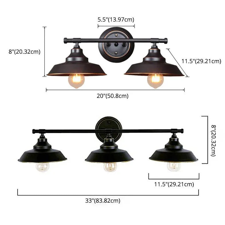 Bowl Shaped Vintage Black Wall Lamps