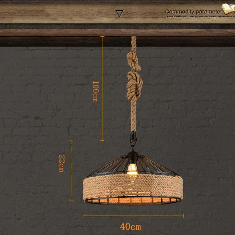 Jute Rope Metal Shade Industrial Kitchen Pendant Light