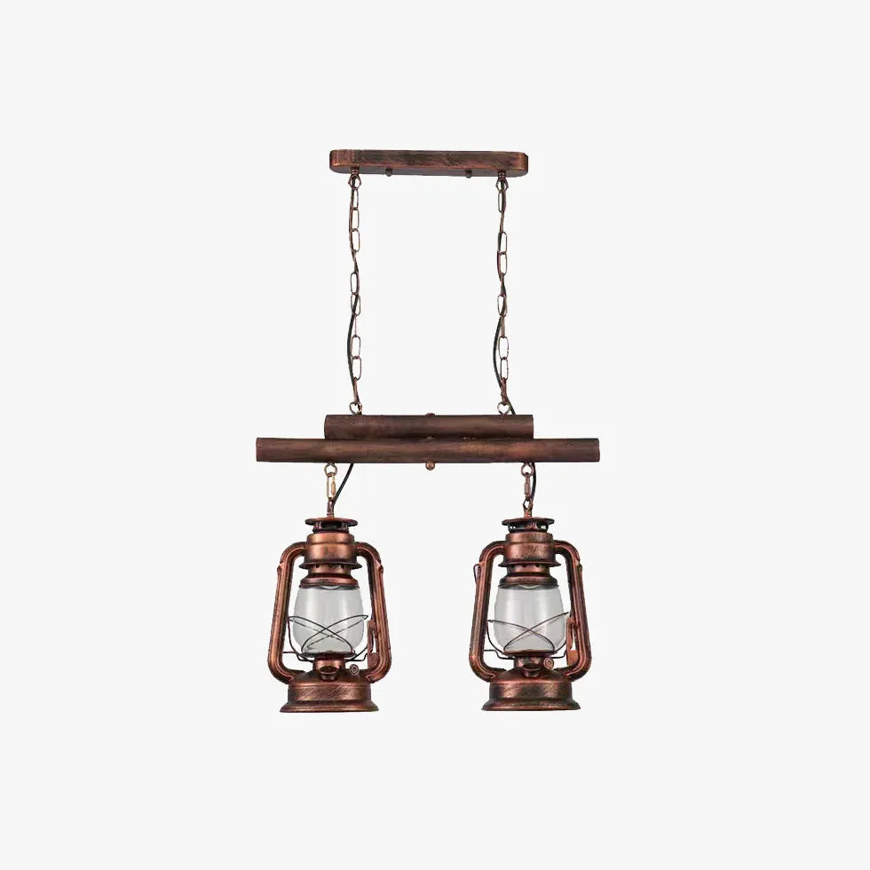 Dual Lantern Design Glass Industrial Pendant Light