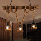 Jute Lantern Design Vintage Wooden Pendant Light