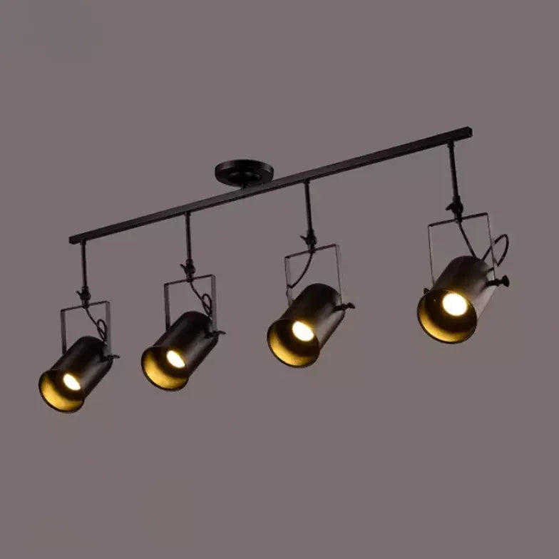 Three-Light Black Metal Ceiling Light