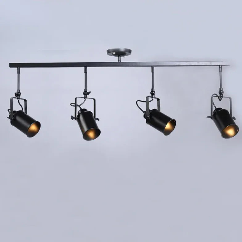 Three-Light Black Metal Ceiling Light