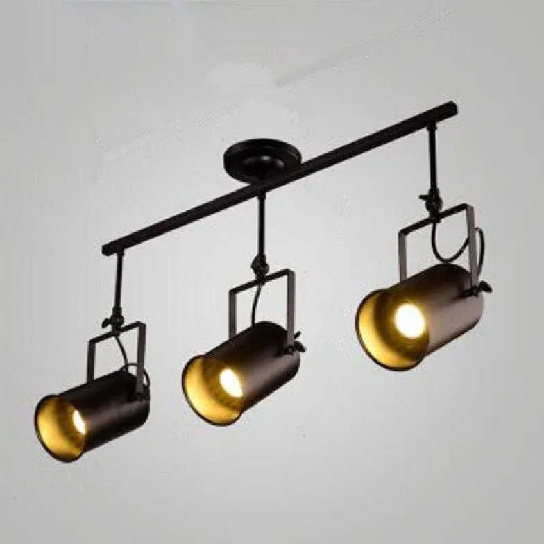 Three-Light Black Metal Ceiling Light