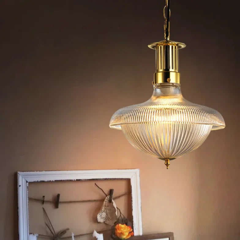 Textured Glass Shade Vintage Pendant Light