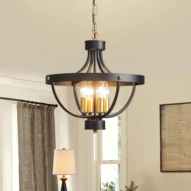 Round Metal Construction Industrial Vintage Pendant Light