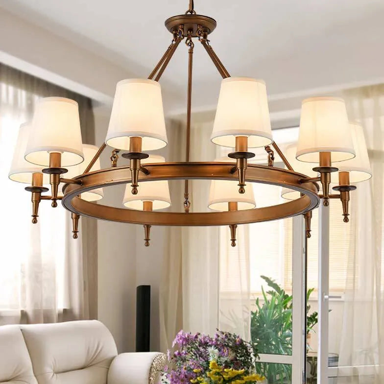 Multi-Light Fabric Shade Industrial Living Room Chandelier