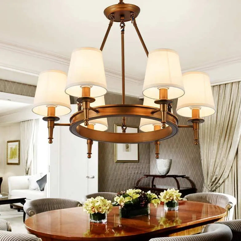 Multi-Light Fabric Shade Industrial Living Room Chandelier