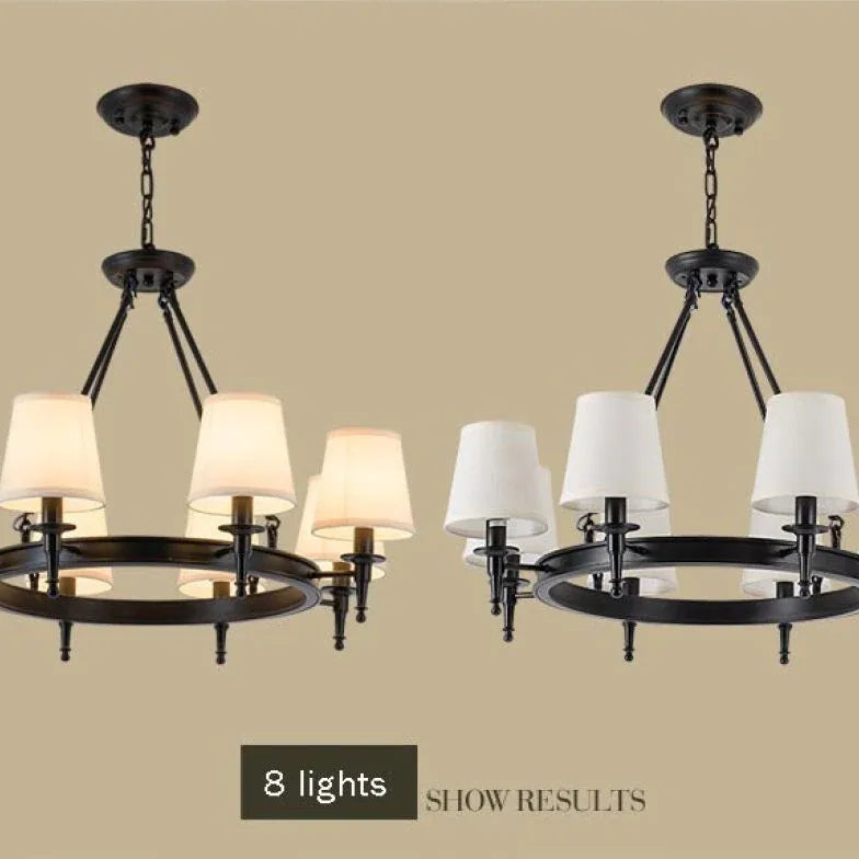 Multi-Light Fabric Shade Industrial Living Room Chandelier