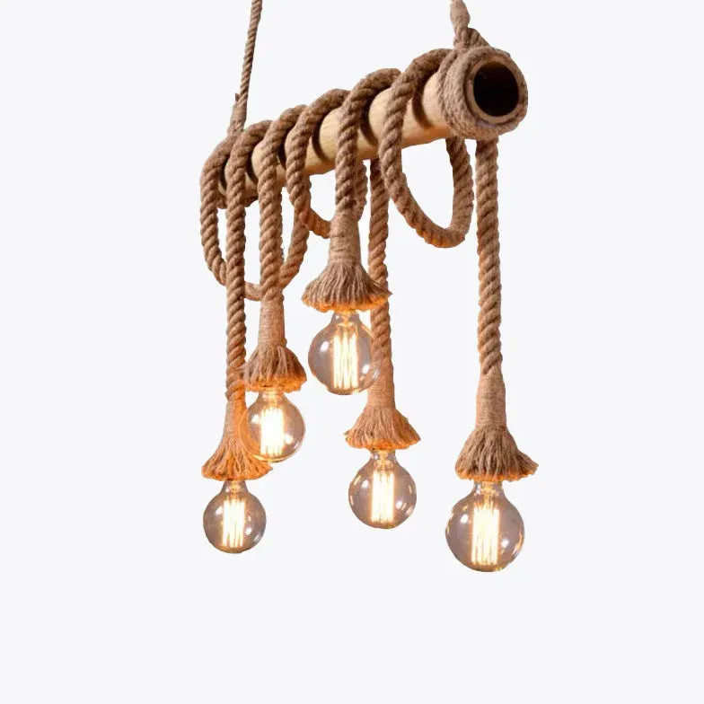 Rope Design Multi-Light Vintage Wooden Pendant Light