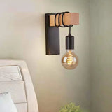 Bulb Wooden Base Industrial Wall Lights