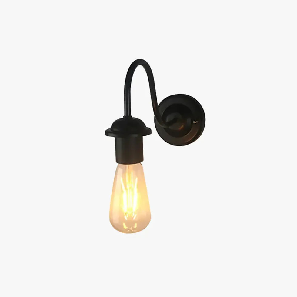 Black Single-Arm Exposed Bulb Wall Lamp