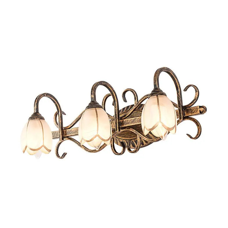 Antique Brass Flower Vintage Bathroom Wall Lights