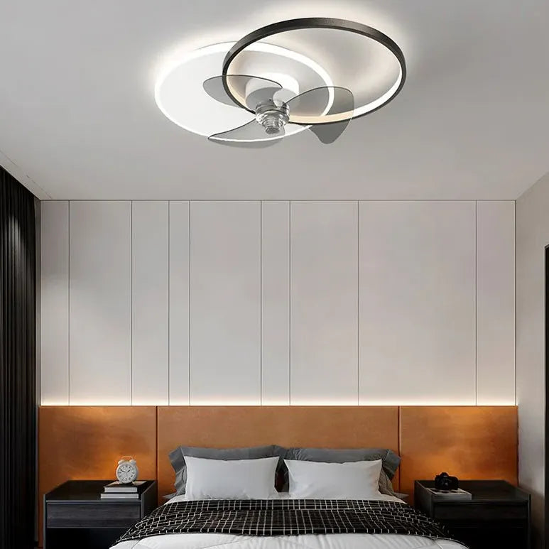 Crossed Ring Design LED Bedroom Fan Light