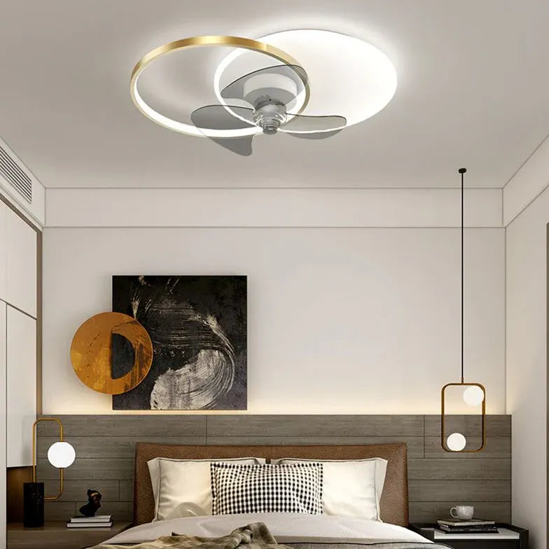 Crossed Ring Design LED Bedroom Fan Light