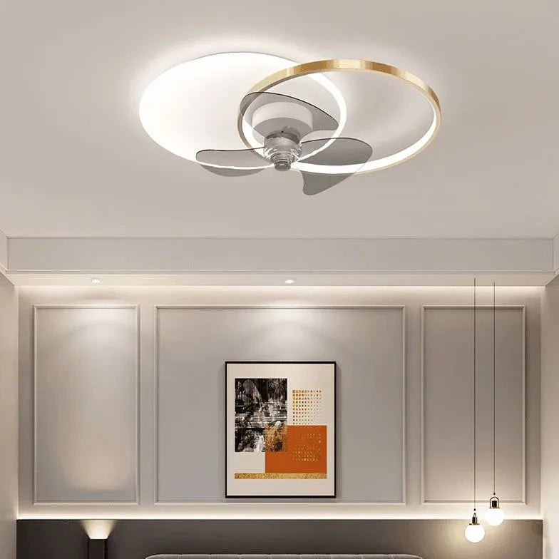 Crossed Ring Design LED Bedroom Fan Light