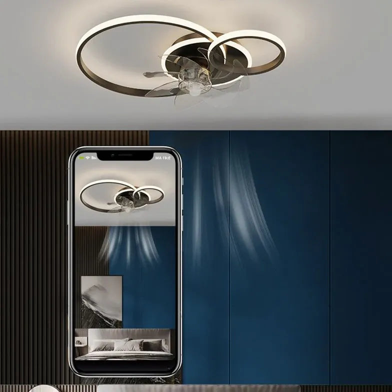 Double Ring Modern LED Ceiling Fan Light