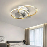 Double Ring LED Bedroom Ceiling Fan Light