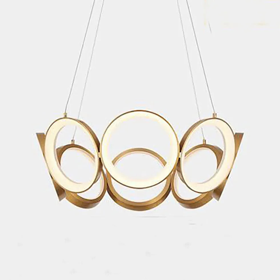 Ring-Shaped Petal Design Gold LED Pendant Light