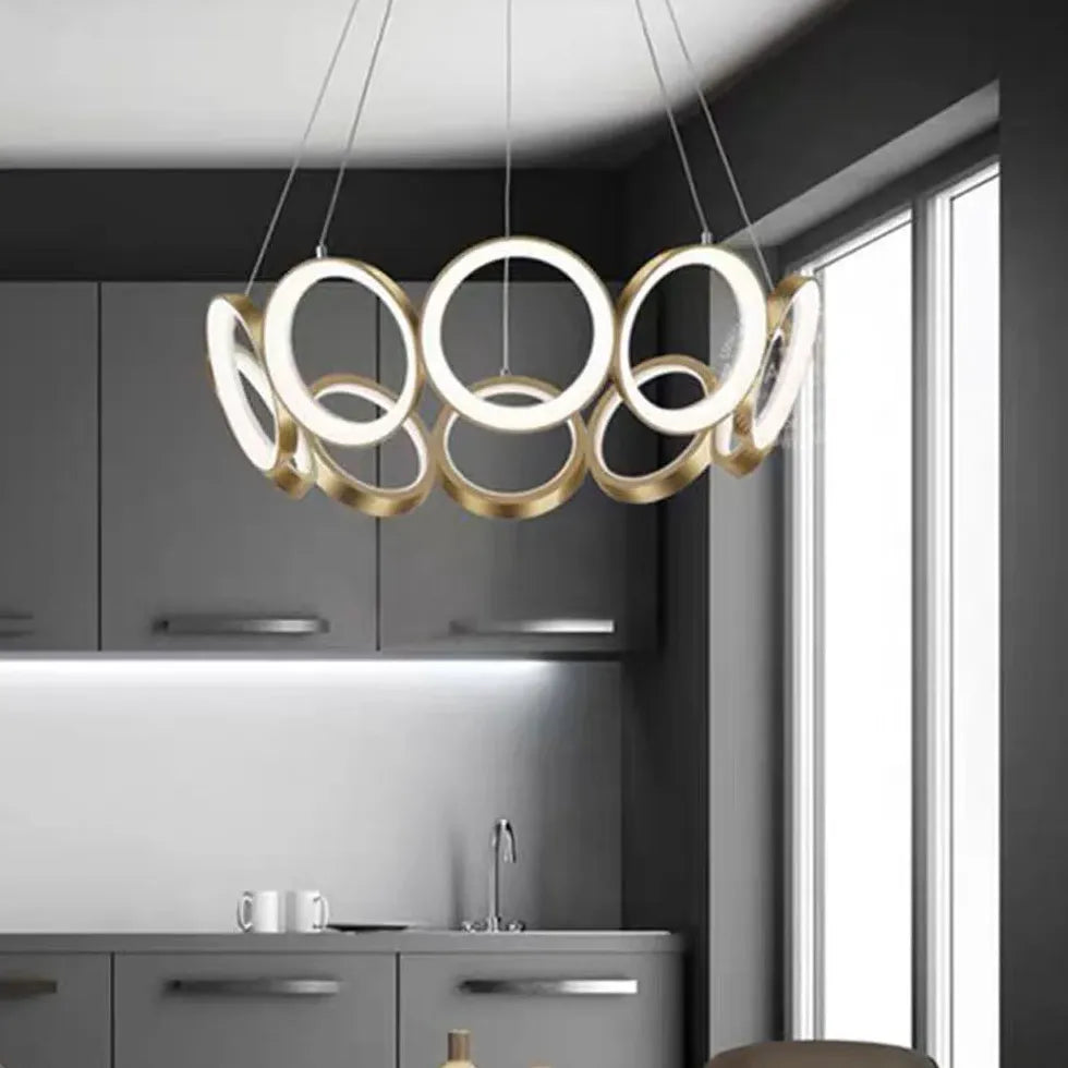 Ring-Shaped Petal Design Gold LED Pendant Light