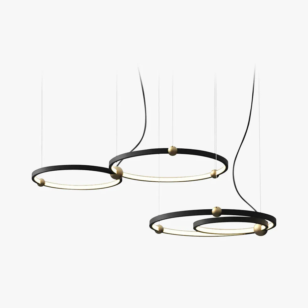 Double Ring Creative Design Black LED Pendant Light