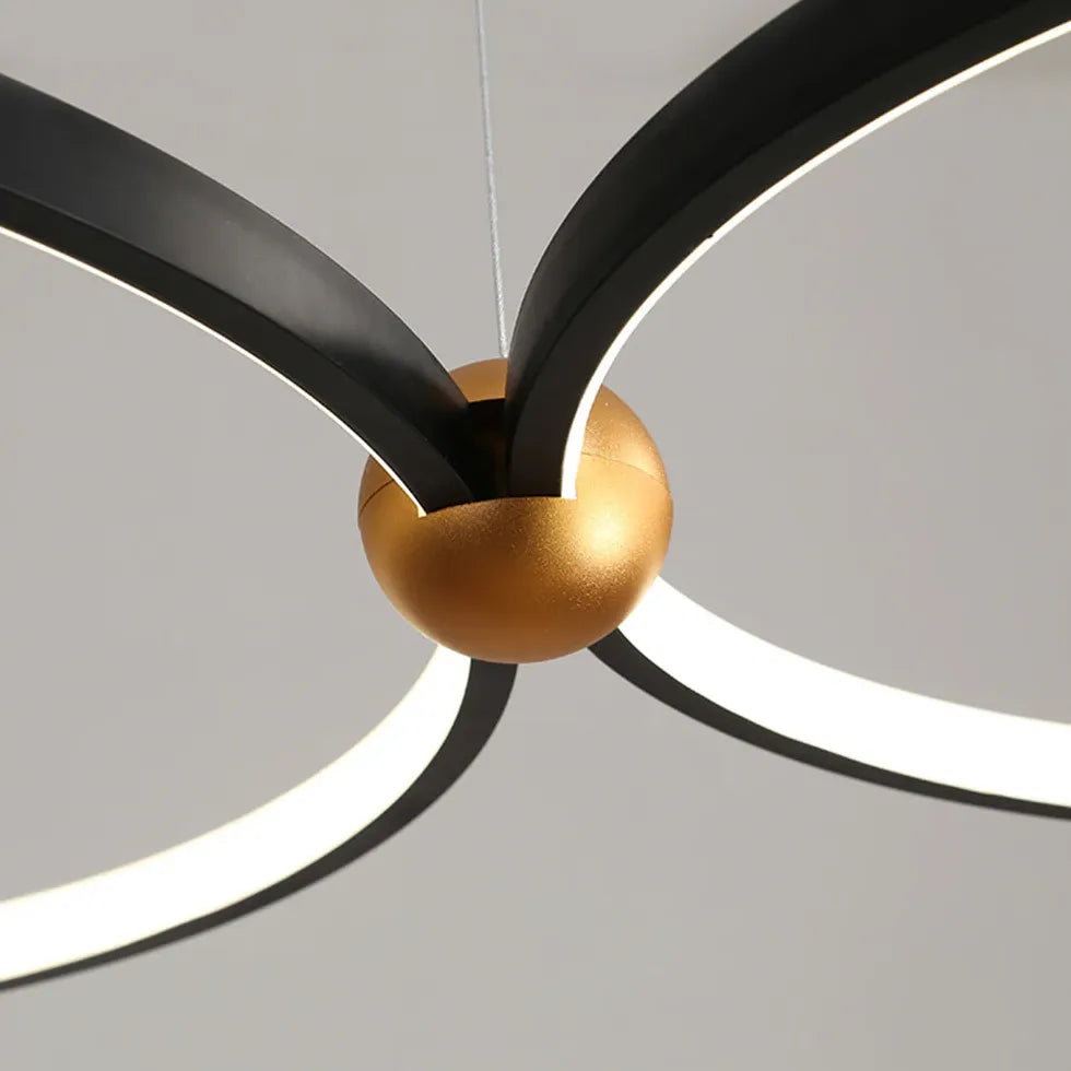 Double Ring Creative Design Black LED Pendant Light