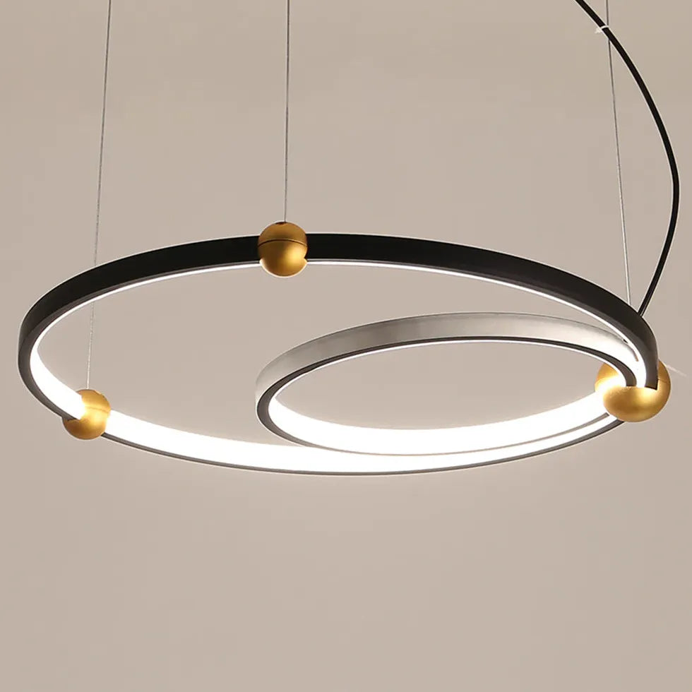 Double Ring Creative Design Black LED Pendant Light