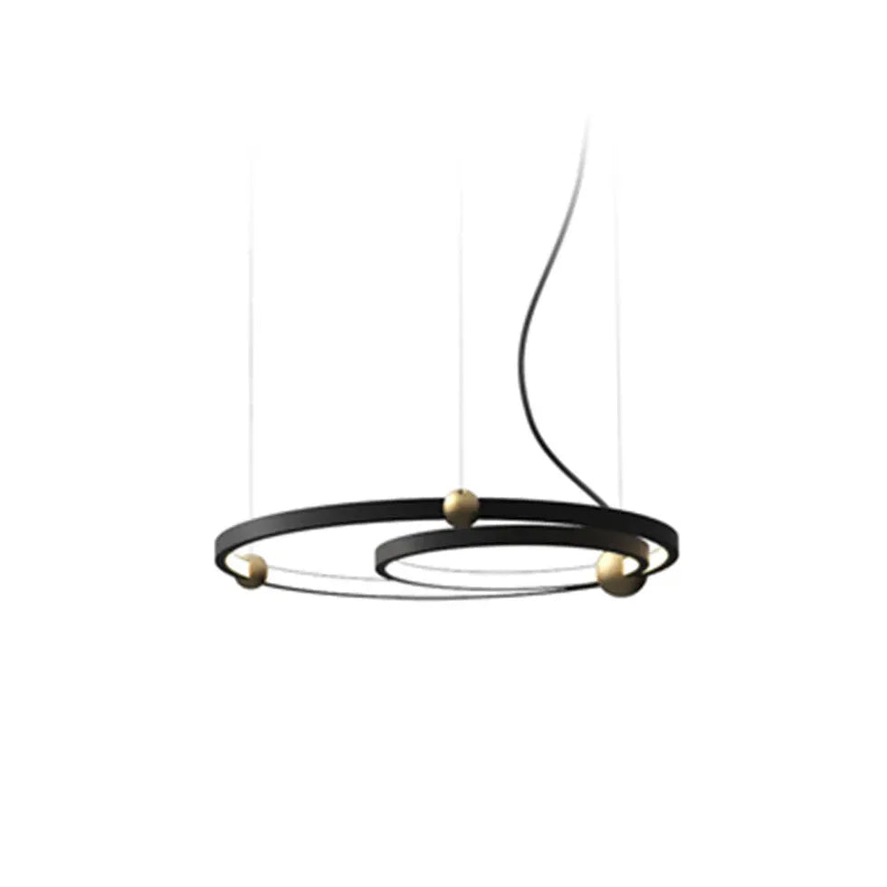 Double Ring Creative Design Black LED Pendant Light