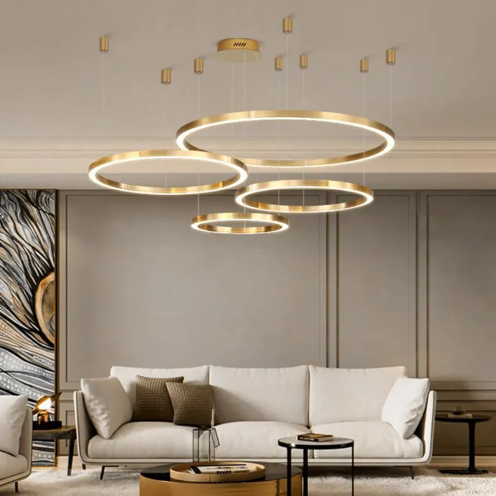 Gold LED Multi-Light Round Design Pendant Light