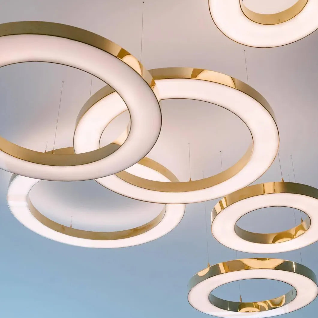 Gold LED Multi-Light Round Design Pendant Light