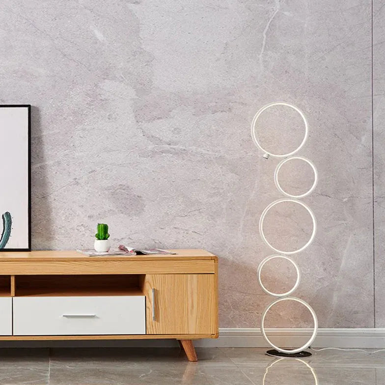 Circular Ring Design Black LED Floor Lamp