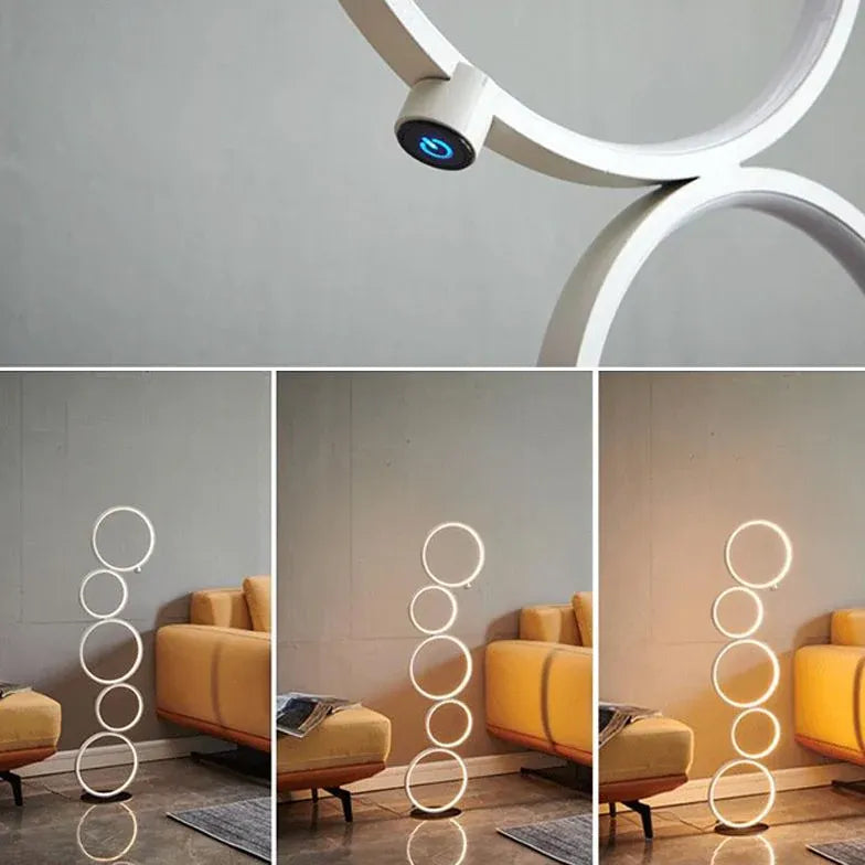 Circular Ring Design Black LED Floor Lamp