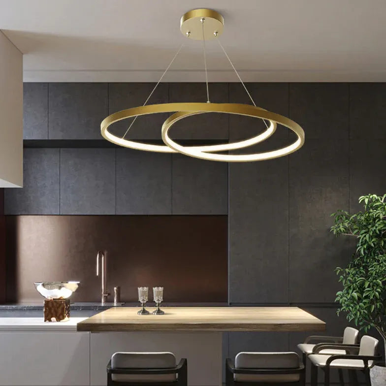 Ring-Shaped Design Gold Modern Pendant Light