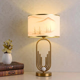 Cylindrical Landscape Pattern Artistic Table Lamp