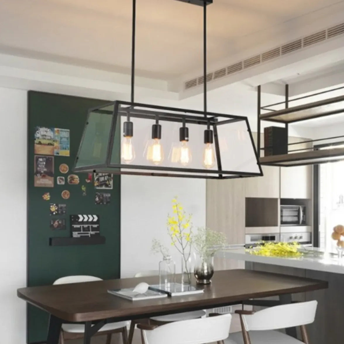 Black Rectangular Frame Industrial Pendant Light