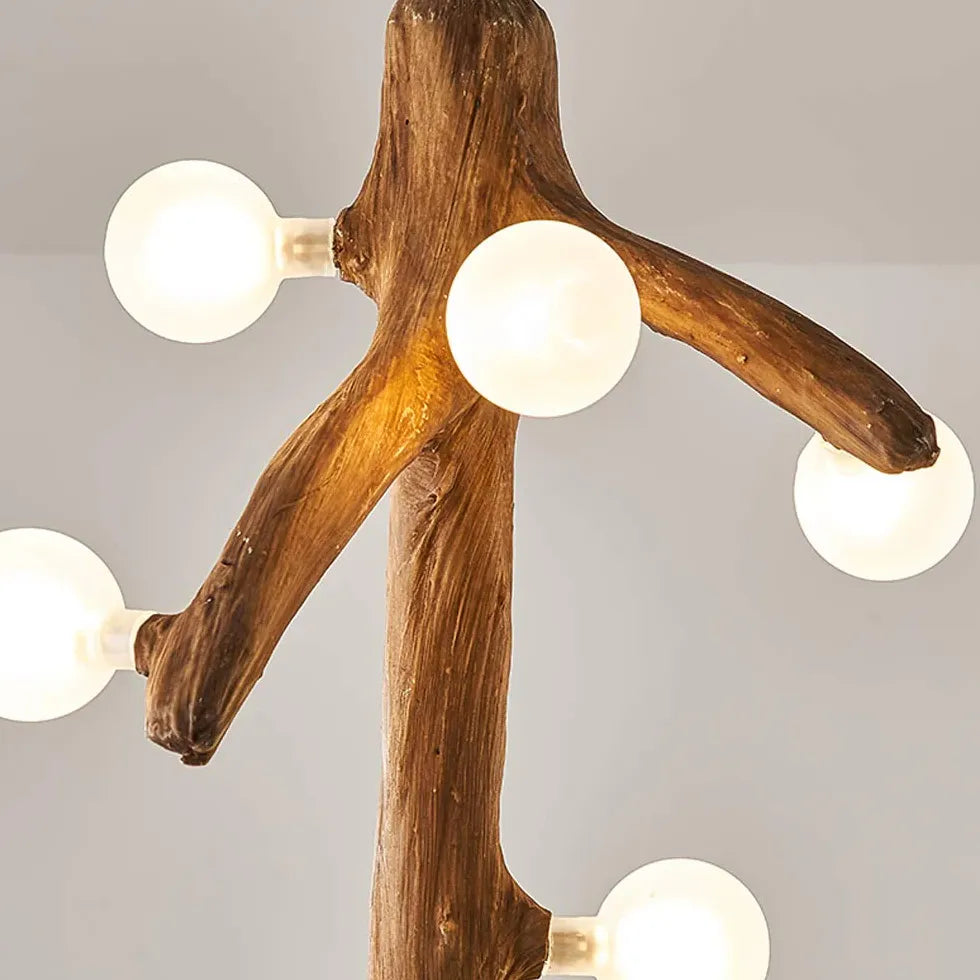 White Ball on Tree Trunk LED Chandelier