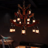 Multi-layer Wooden Vintage Structure Chandelier