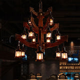 Multi-layer Wooden Vintage Structure Chandelier